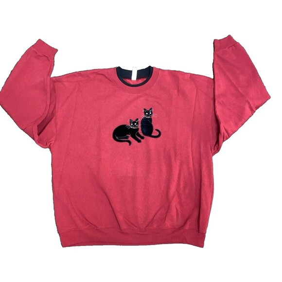 Endless Designs Vintage Halloween Sweater Black Cats Embroidery Rhinestone Sz 2X - Picture 1 of 11